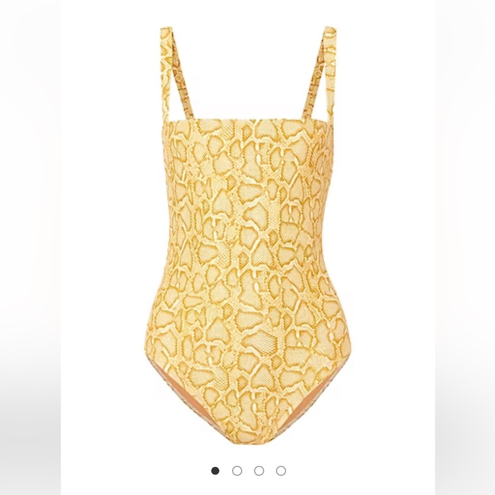 Faithfull The Brand Yellow Snakeskin one Piece swimsuit Sz M #0118